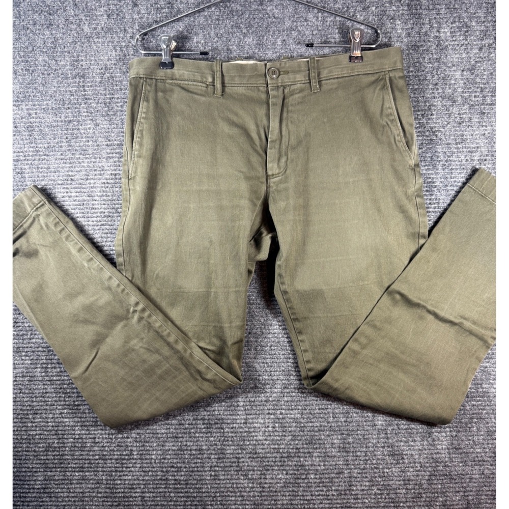 J Crew Stretch Chino Slim Pants Khaki‎ Mens W33 L32 Flat Front Casual Everyday